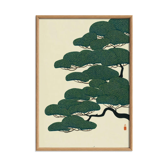 Japanese Tree Poster, Green Wall Art, Minimalist Decor