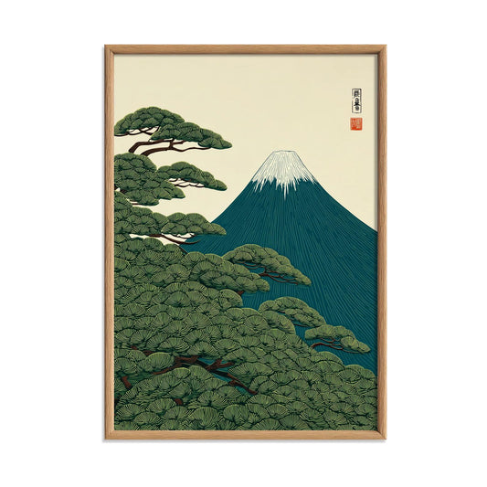 Japanese mountain art print - Mount Fuji wall decor - A3 A4 sizes