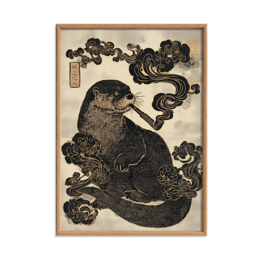Japanese Otter Art Print - Vintage Ukiyo-e Style Wall Decor