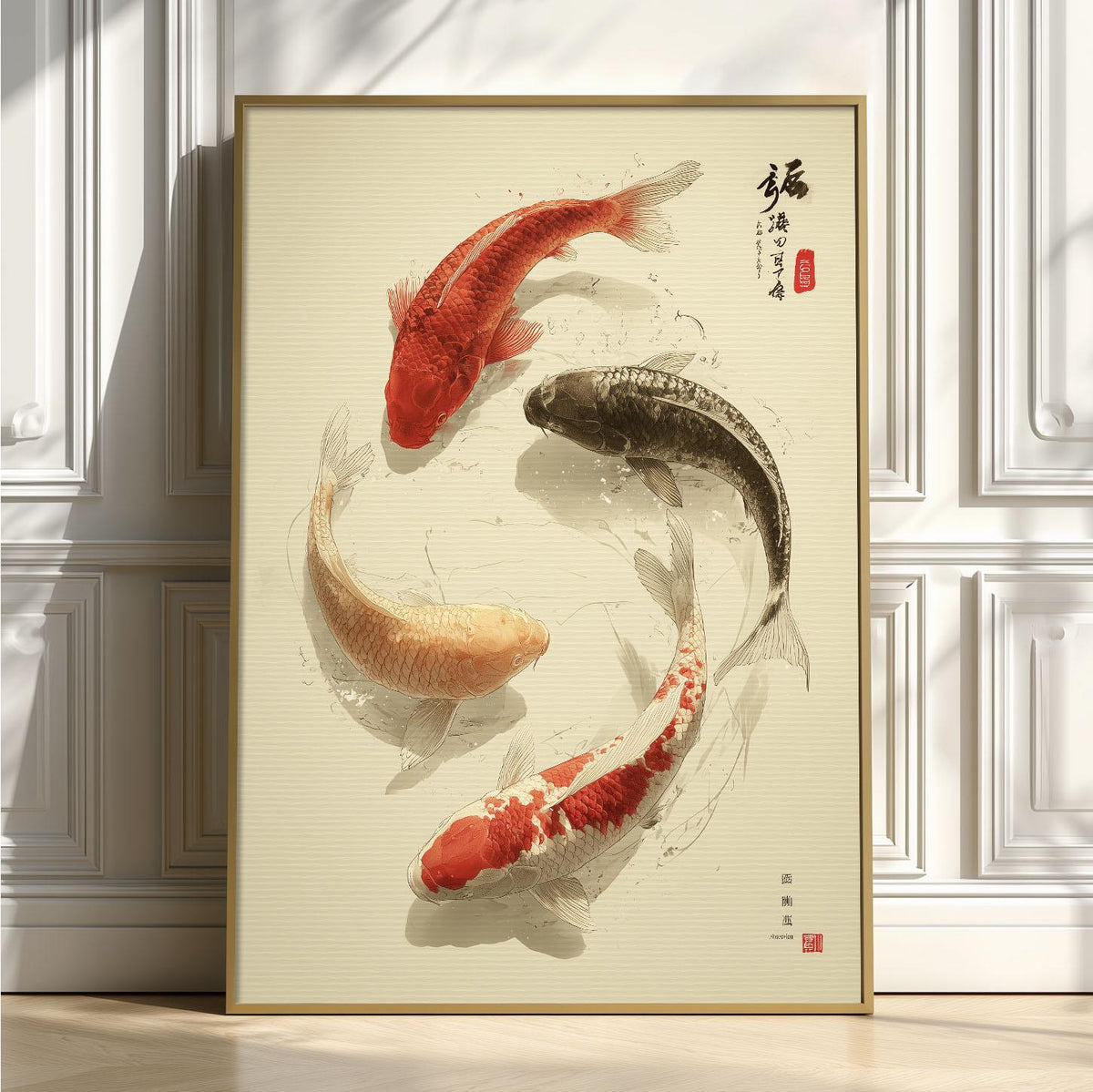 Koi fish wall art print | Japanese style fish artwork | Neutral home decor