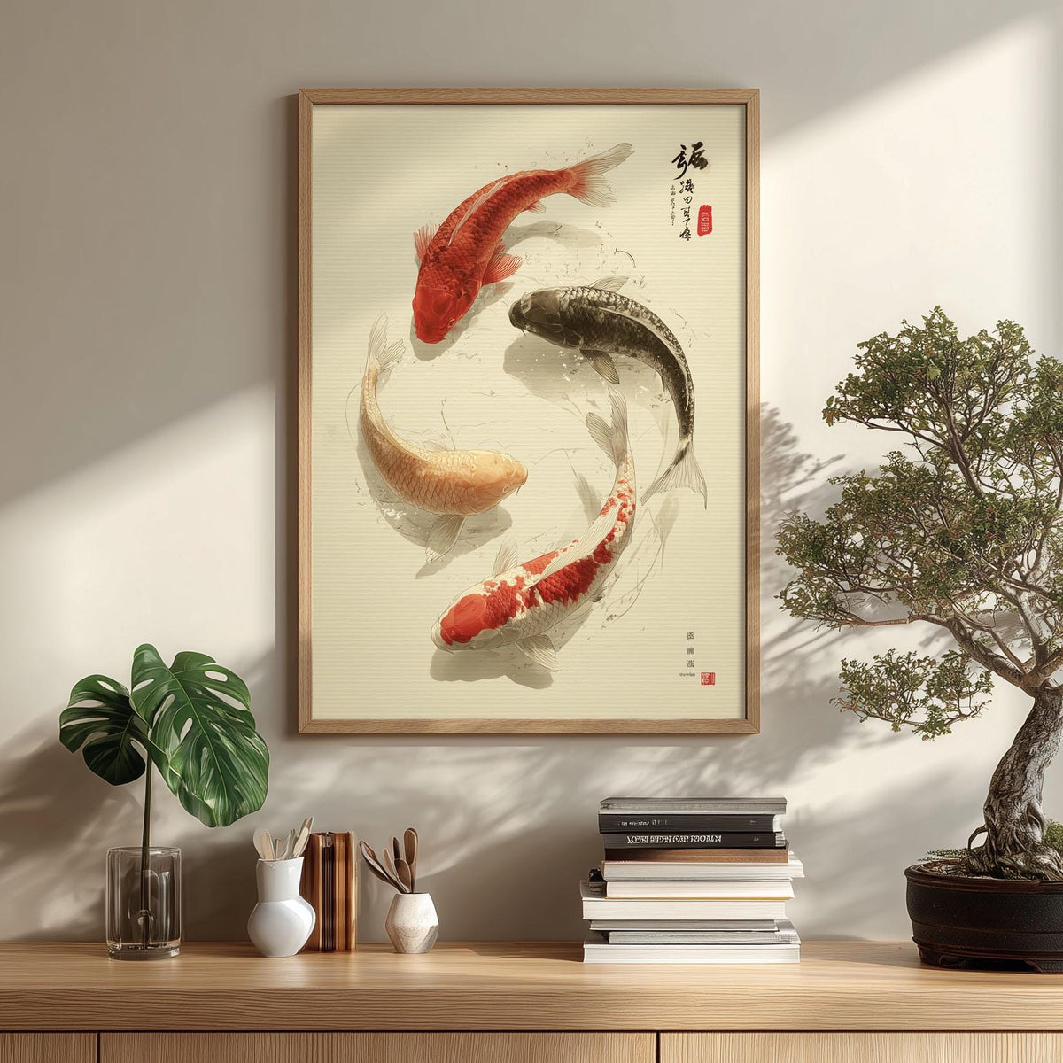 Koi fish wall art print | Japanese style fish artwork | Neutral home decor