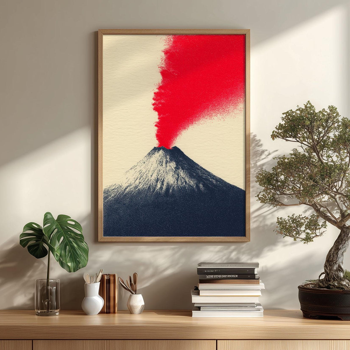 Volcano Art Print, Modern Minimalist Wall Art