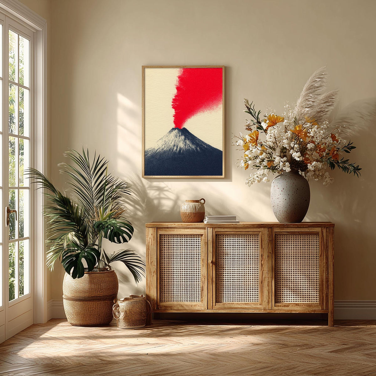 Volcano Art Print, Modern Minimalist Wall Art