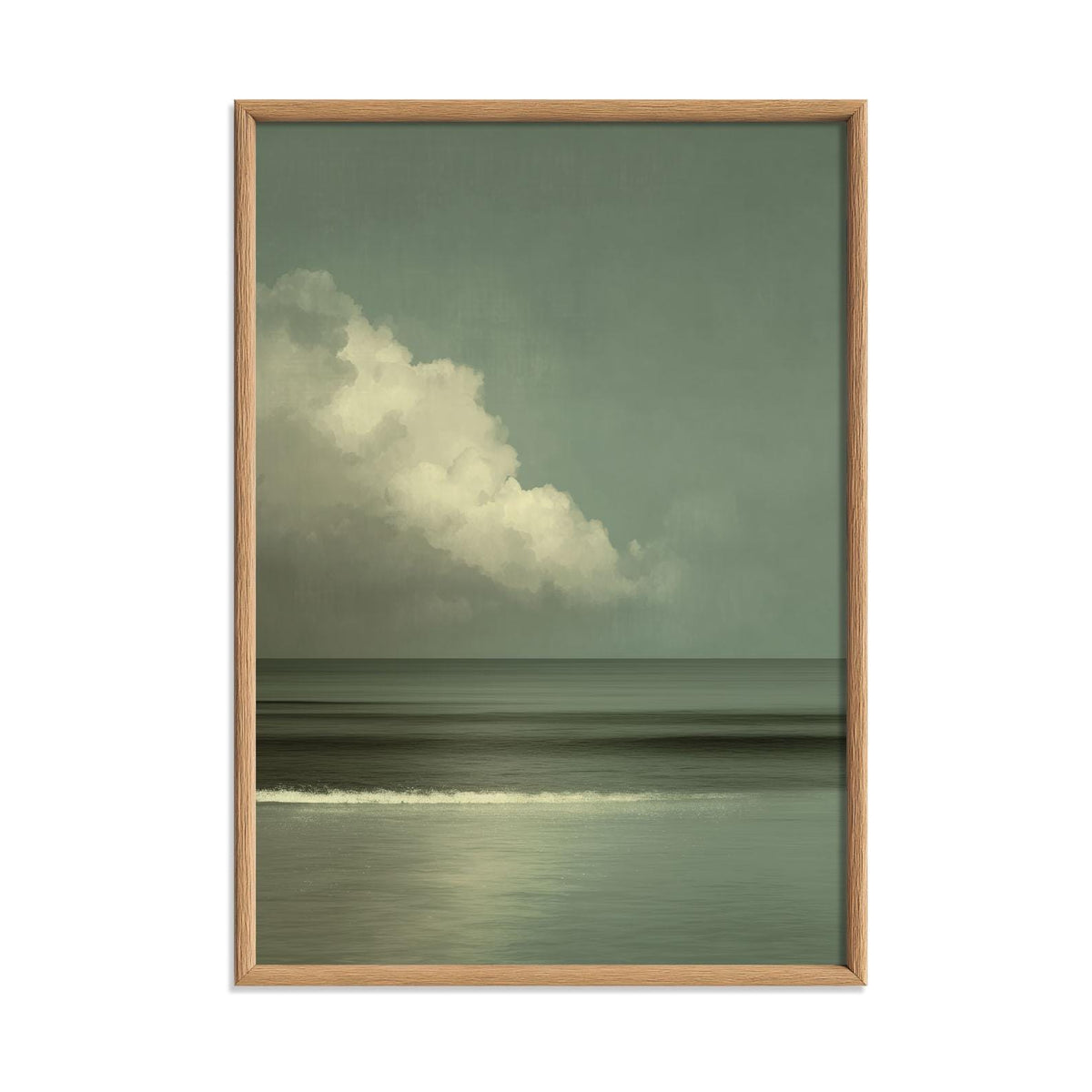 Sage Green Cloud Art Print, Minimalist Seascape, Japandi Wall Art