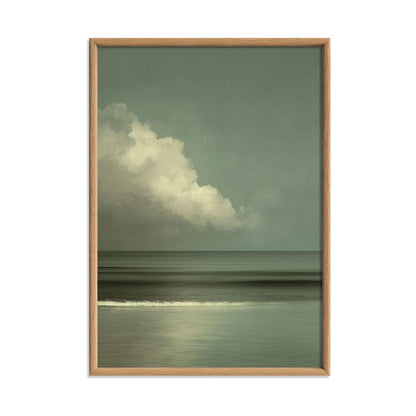 Sage Green Cloud Art Print, Minimalist Seascape, Japandi Wall Art