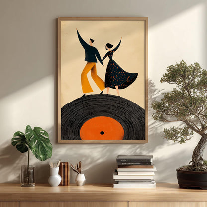 Dancing Couple Art Print, Retro Vinyl Record Poster, Mid-Century Music Decor