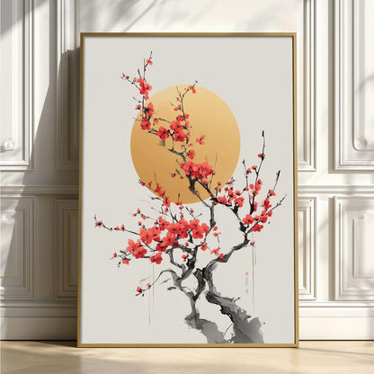 Plum Blossom Poster, Minimalist Style, Chinese Traditional Painting