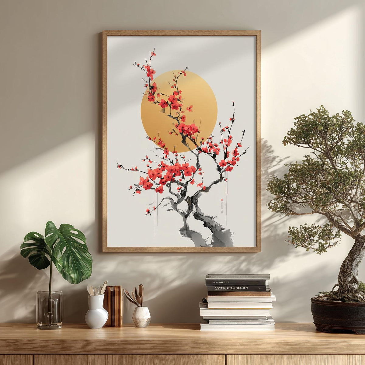 Plum Blossom Poster, Minimalist Style, Chinese Traditional Painting