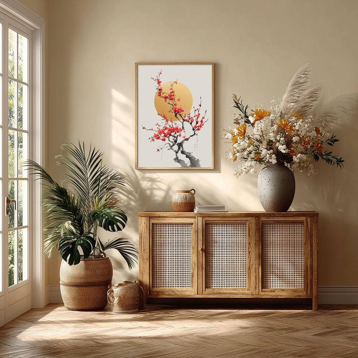 Plum Blossom Poster, Minimalist Style, Chinese Traditional Painting