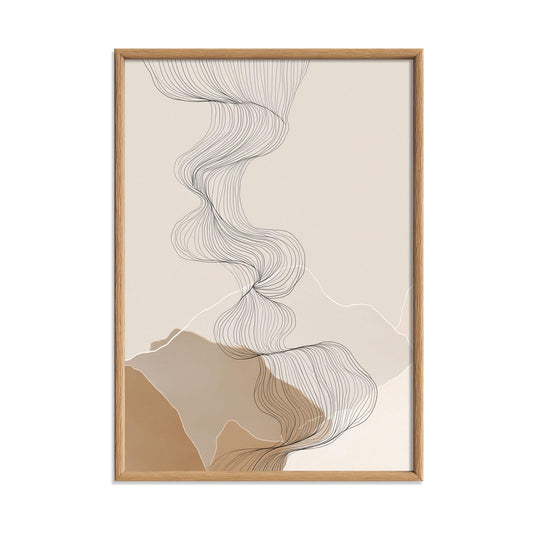 Abstract Line Art Print - Neutral Minimalist Wall Art for Living Room