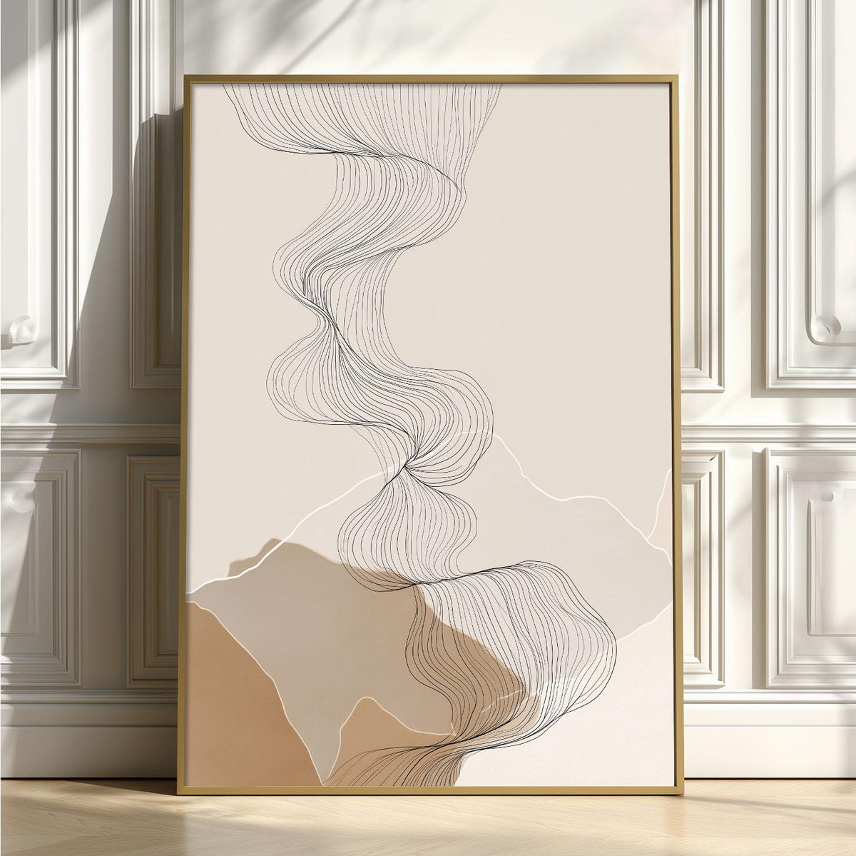 Abstract Line Art Print - Neutral Minimalist Wall Art for Living Room