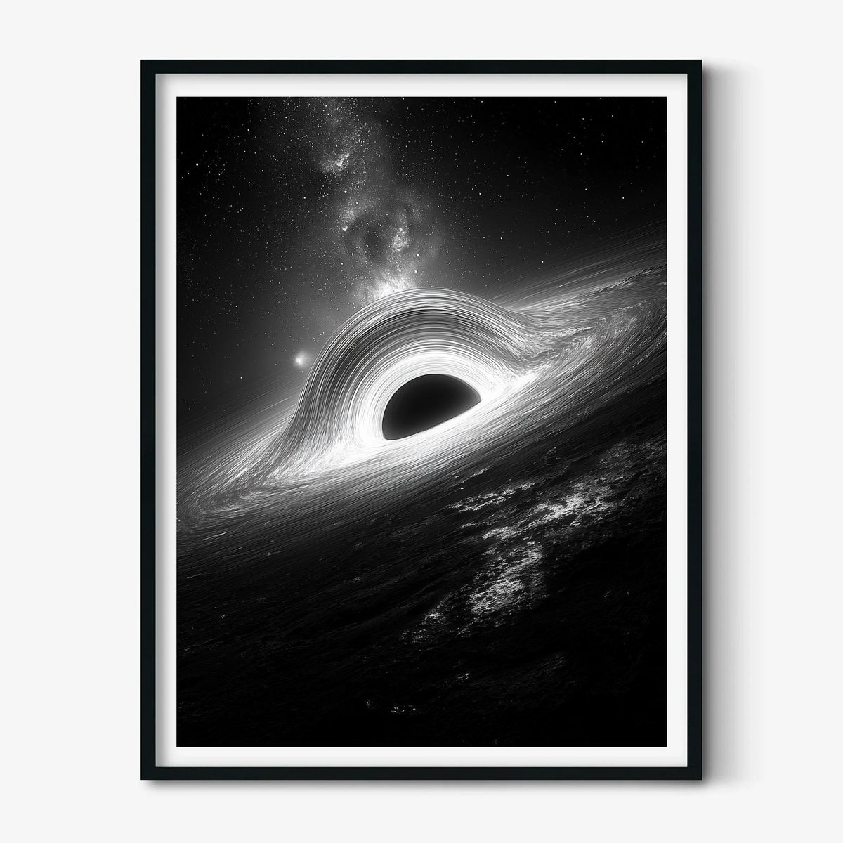 Black Hole Wall Art Print, Monochrome Space Poster, Galaxy Astronomy Decor