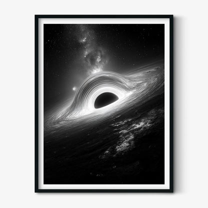 Black Hole Wall Art Print, Monochrome Space Poster, Galaxy Astronomy Decor