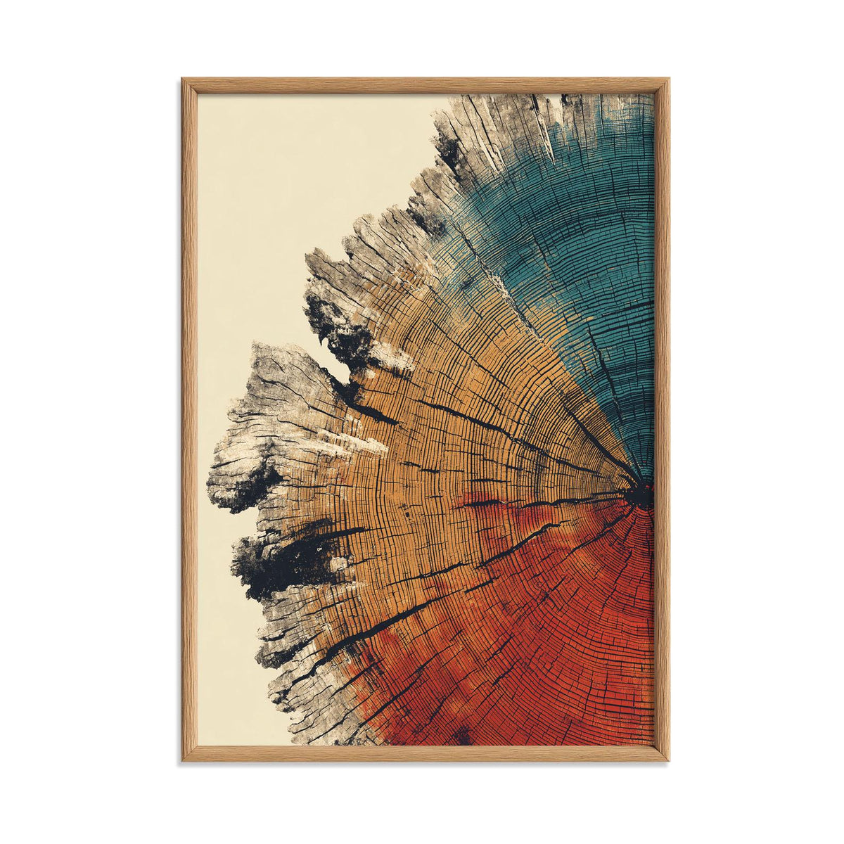 Tree Ring Wall Art Print, Abstract Wood Slice Poster, Rustic Nature Home Decor