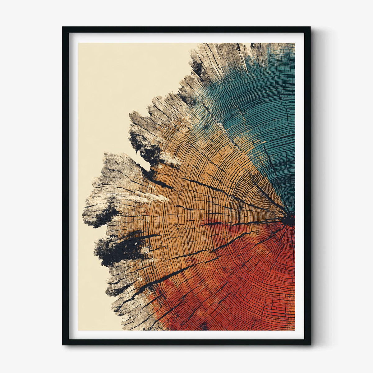 Tree Ring Wall Art Print, Abstract Wood Slice Poster, Rustic Nature Home Decor