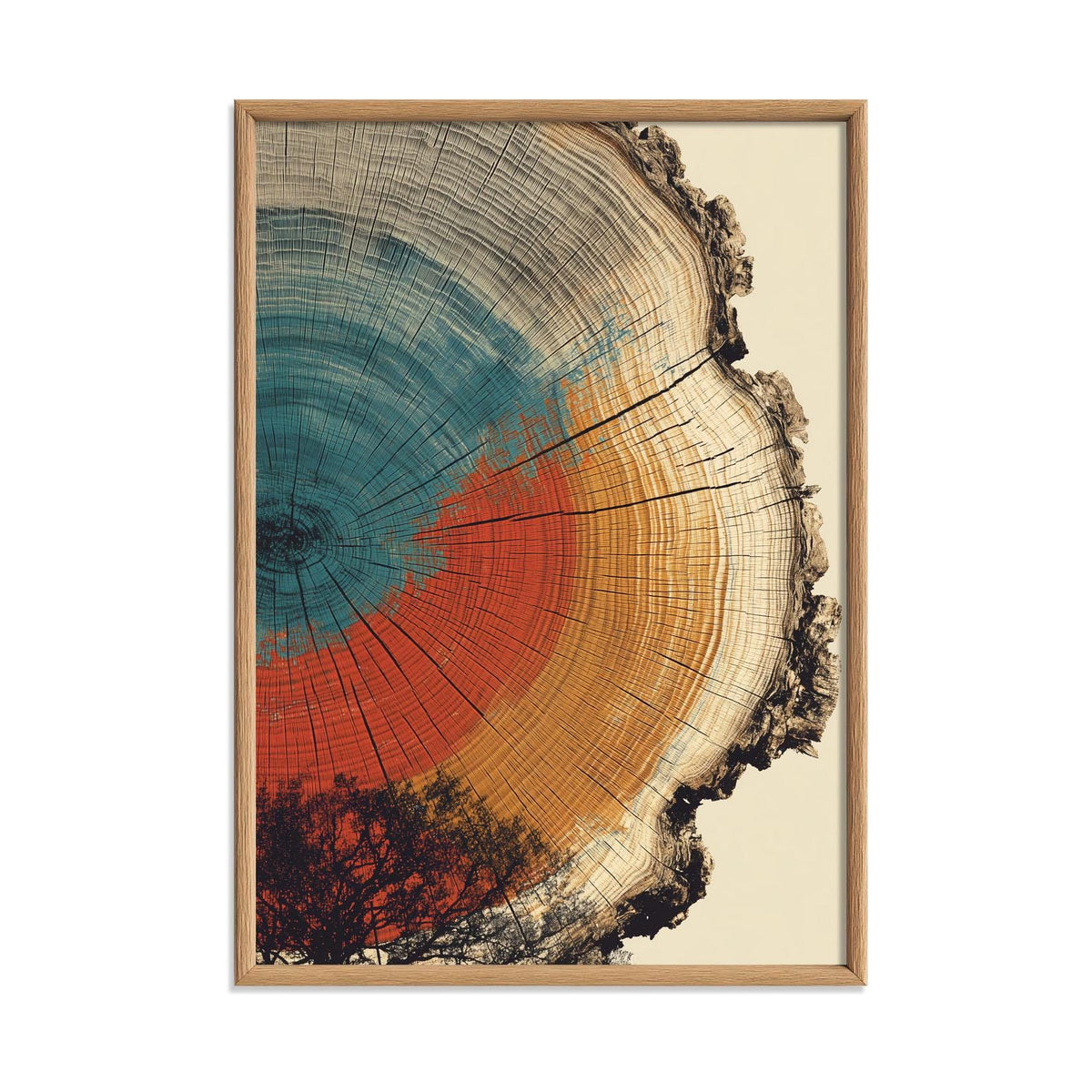 Tree Ring Wall Art Print, Abstract Wood Slice Poster, Rustic Nature Decor
