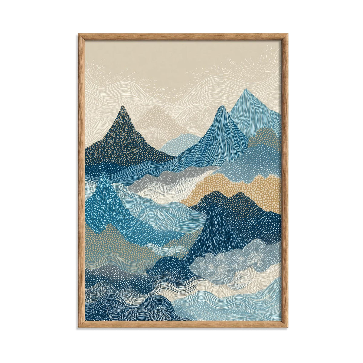 Blue Mountain Wall Art Print, Abstract Landscape Poster, Minimalist Nature Decor