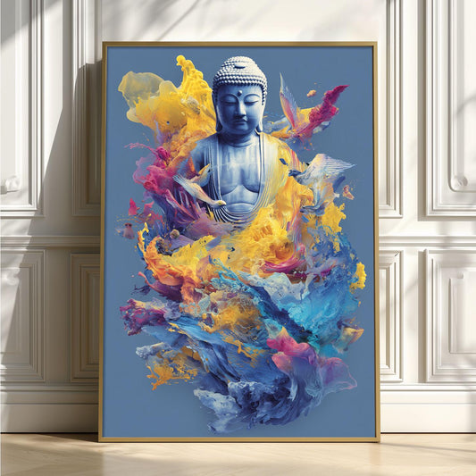 Colourful Buddha Wall Art Print, Meditation Poster, Zen Spiritual Decor, Yoga Room