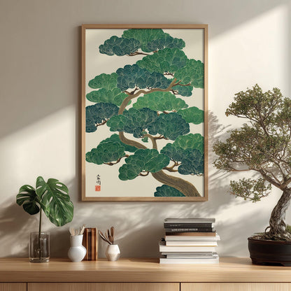 Green Bonsai Poster | Japanese Tree Art Print | Botanical Wall Art | Zen Decor