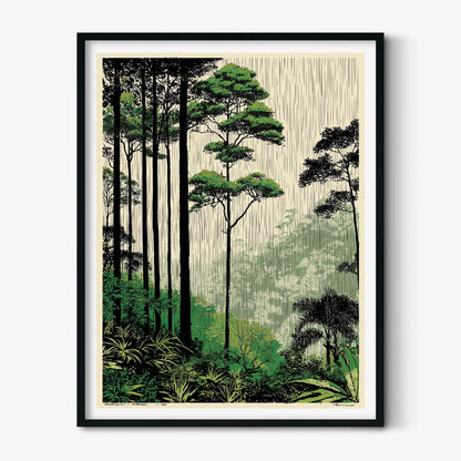 Amazon Rainforest Poster, Tropical Jungle Art Print, Green Forest Wall Art, Nature Decor