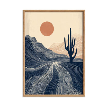 Winding River Poster | Blue Forest Art Print | Linocut Landscape Wall Art | Nature Decor