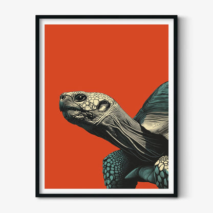 Tortoise Poster, Orange Screen Print, Reptile Animal Wall Art