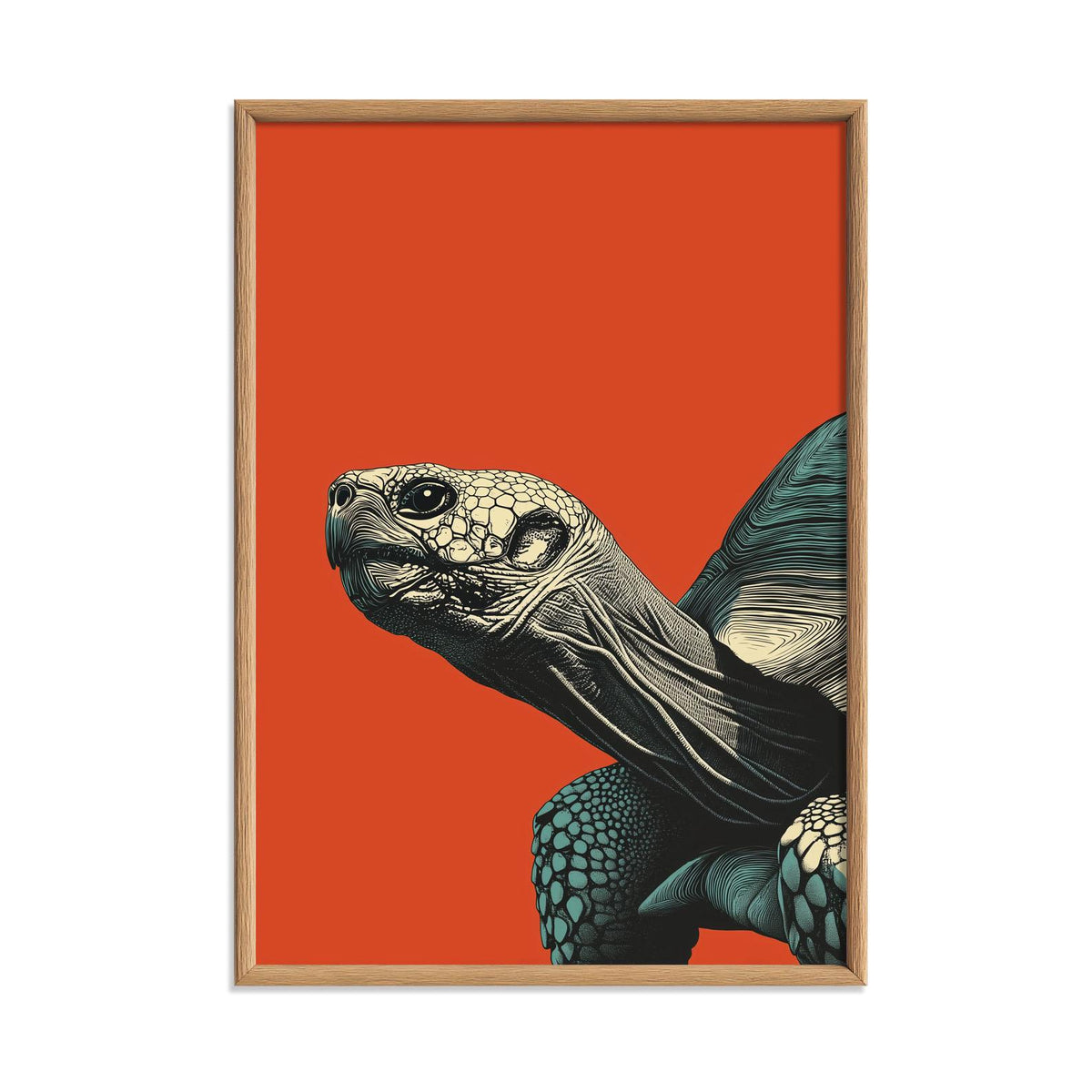Tortoise Poster, Orange Screen Print, Reptile Animal Wall Art
