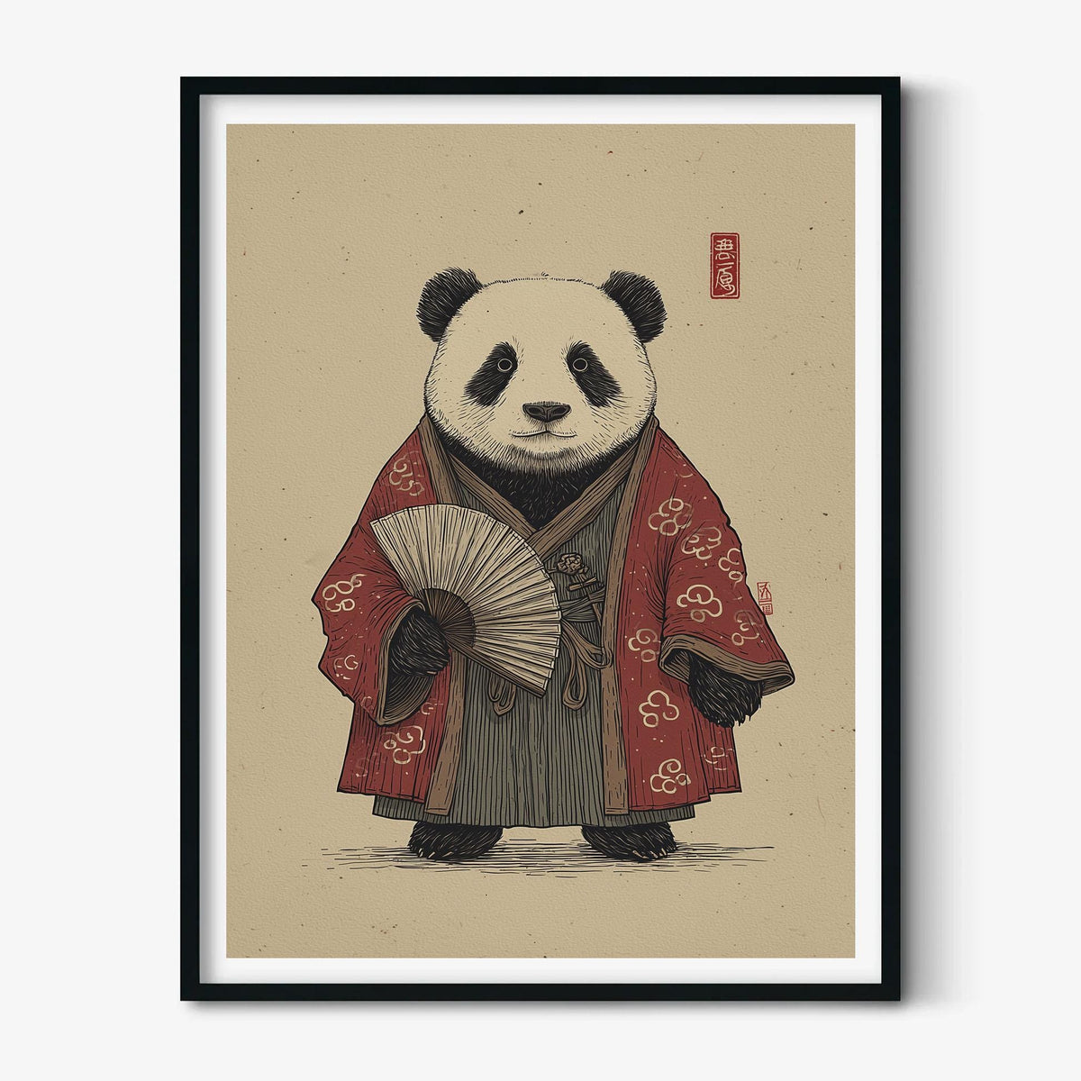 Kimono Panda Poster, Japanese Ukiyo E Print, Animal Wall Art