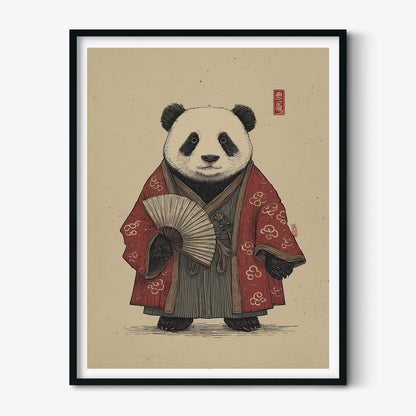 Kimono Panda Poster, Japanese Ukiyo E Print, Animal Wall Art