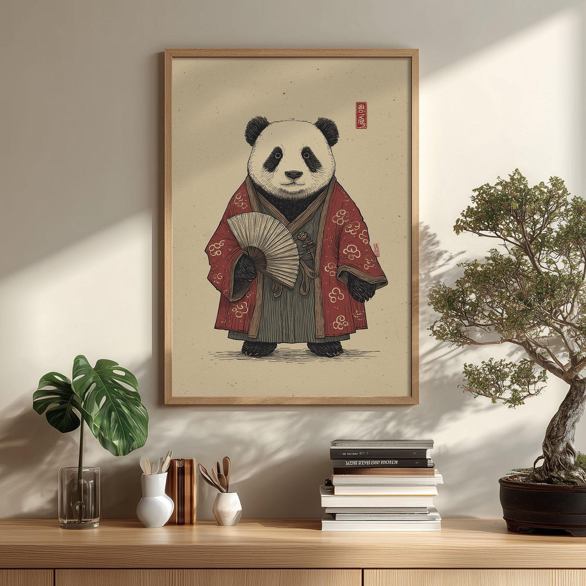 Kimono Panda Poster, Japanese Ukiyo E Print, Animal Wall Art