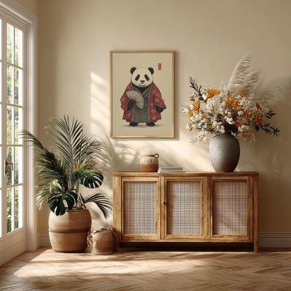 Kimono Panda Poster, Japanese Ukiyo E Print, Animal Wall Art
