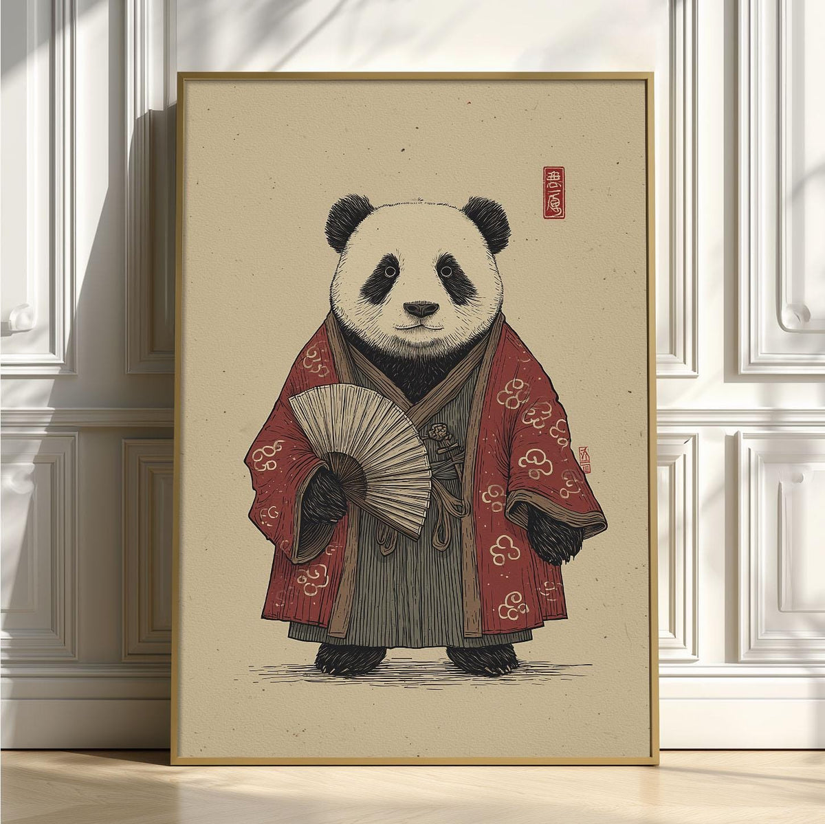Kimono Panda Poster, Japanese Ukiyo E Print, Animal Wall Art