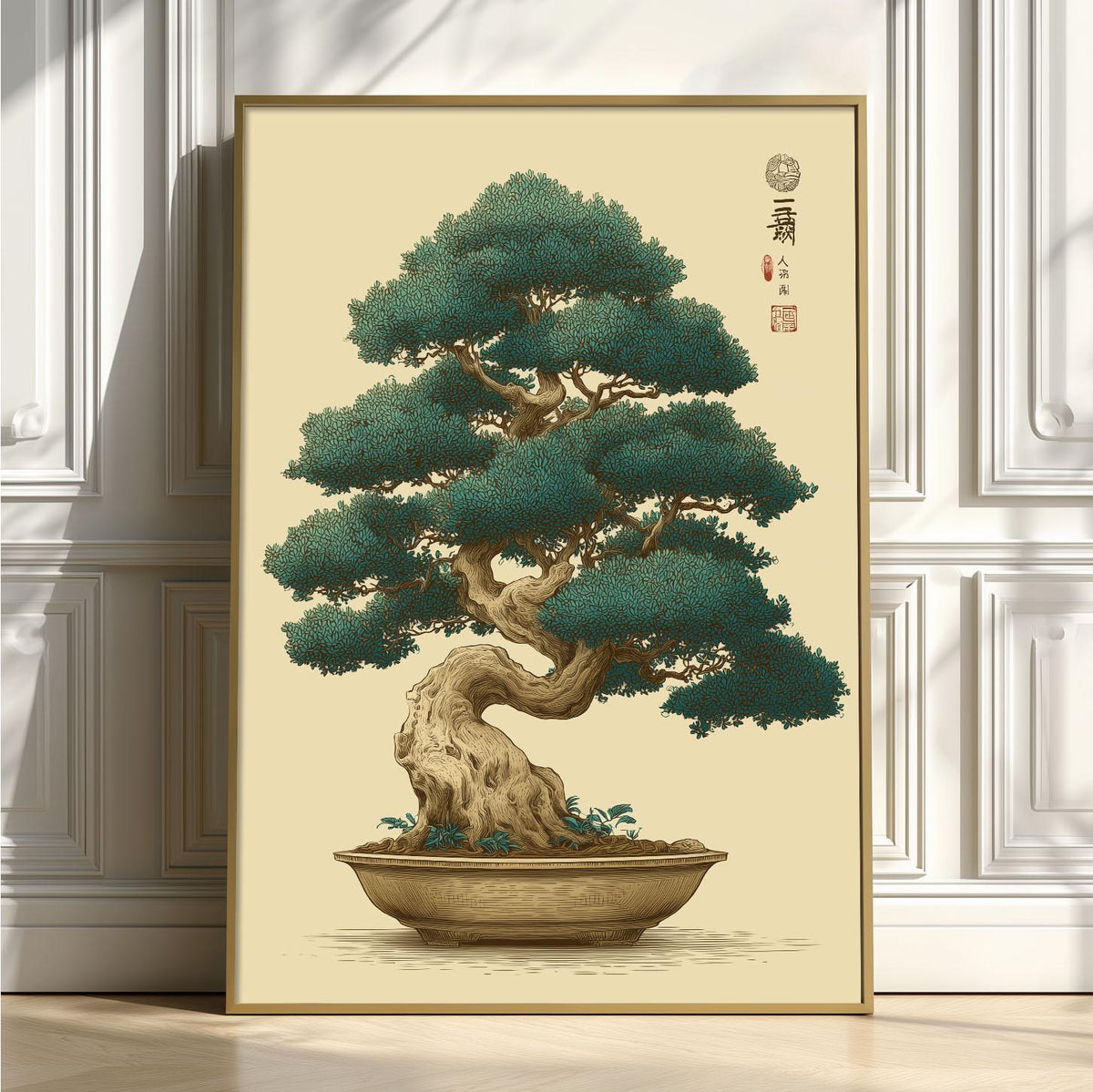 Bonsai Tree Poster, Japanese Ukiyo E Print, Botanical Zen Wall Art