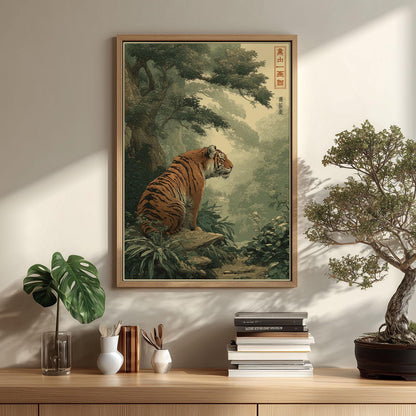Vintage Japanese Tiger Poster, Jungle Print, Wildlife Wall Art