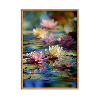 Water Lilies Print, Impressionist Poster, Colourful Pond Wall Art