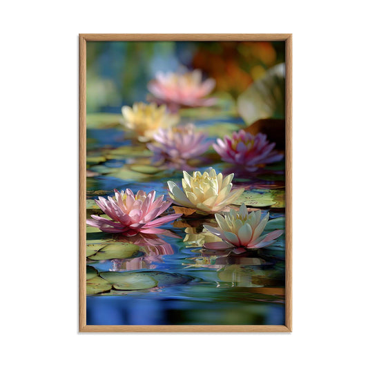 Water Lilies Print, Impressionist Poster, Colourful Pond Wall Art