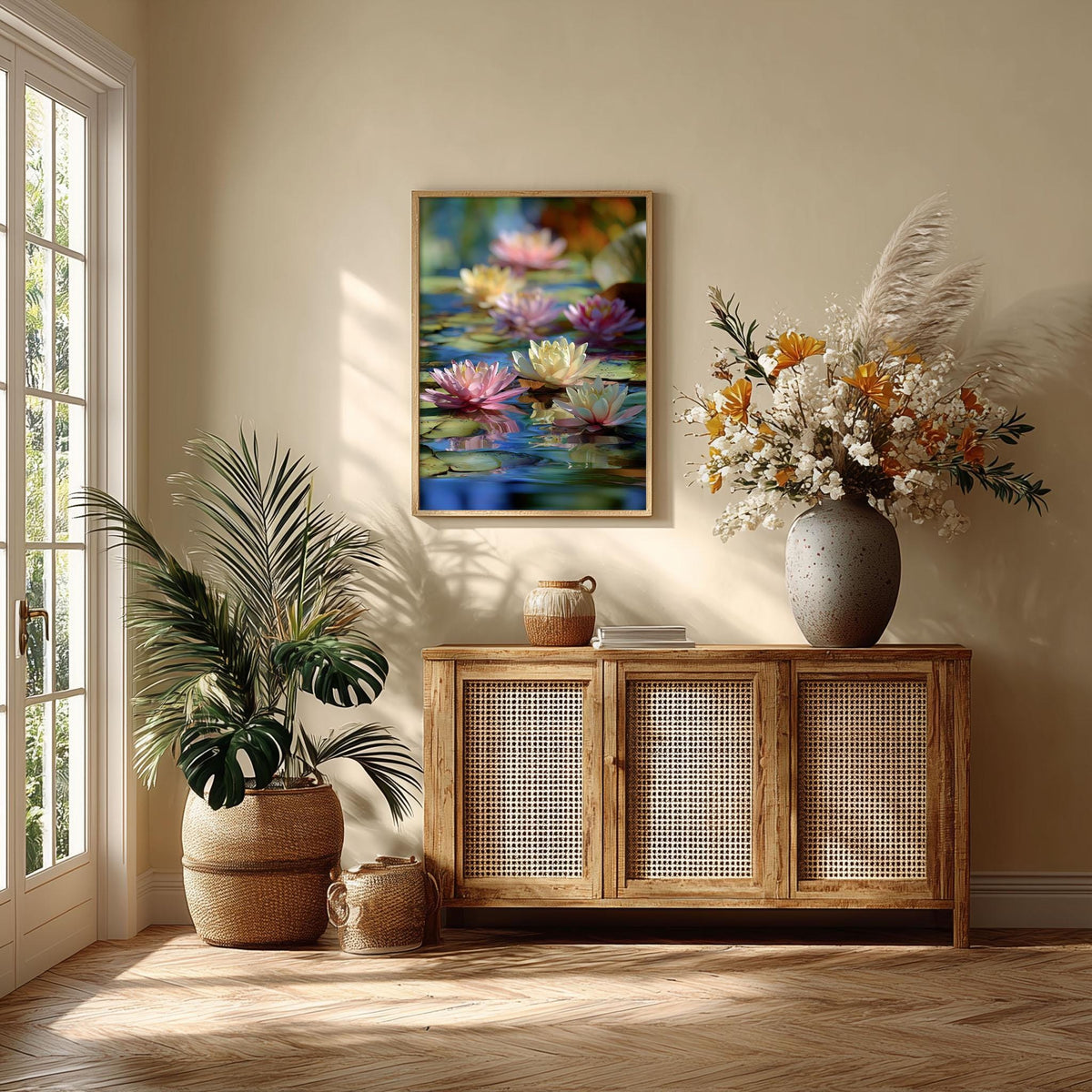 Water Lilies Print, Impressionist Poster, Colourful Pond Wall Art