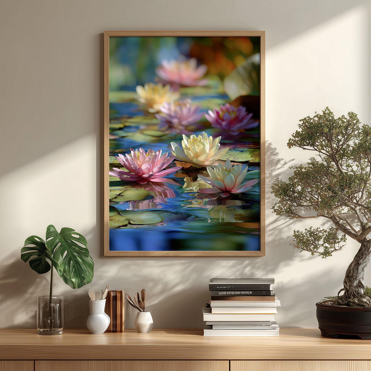 Water Lilies Print, Impressionist Poster, Colourful Pond Wall Art