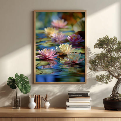 Water Lilies Print, Impressionist Poster, Colourful Pond Wall Art