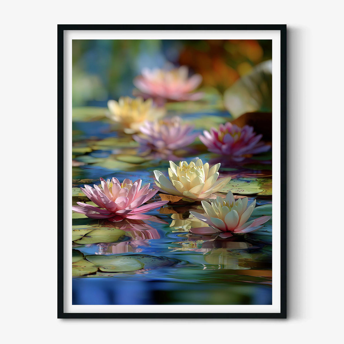 Water Lilies Print, Impressionist Poster, Colourful Pond Wall Art