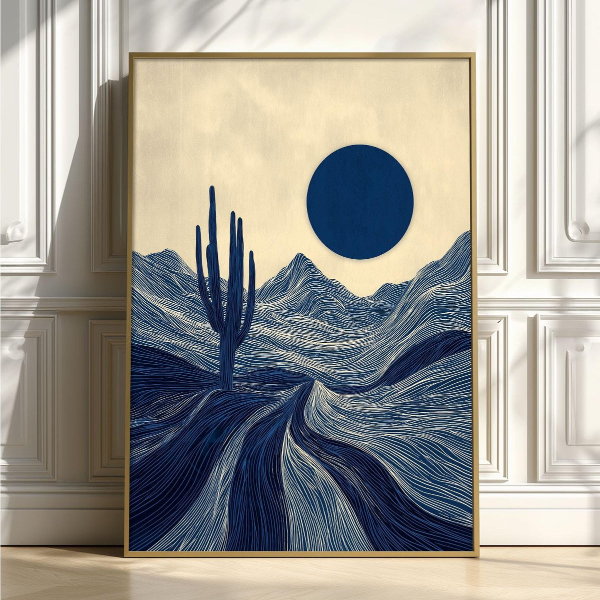 Desert Cactus Poster, Minimalist Landscape Art Print, Southwestern Wall Art, Boho Decor