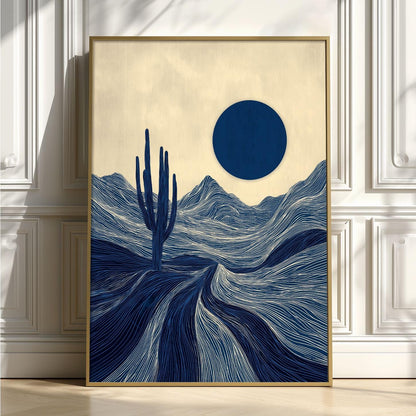 Desert Cactus Poster, Minimalist Landscape Art Print, Southwestern Wall Art, Boho Decor