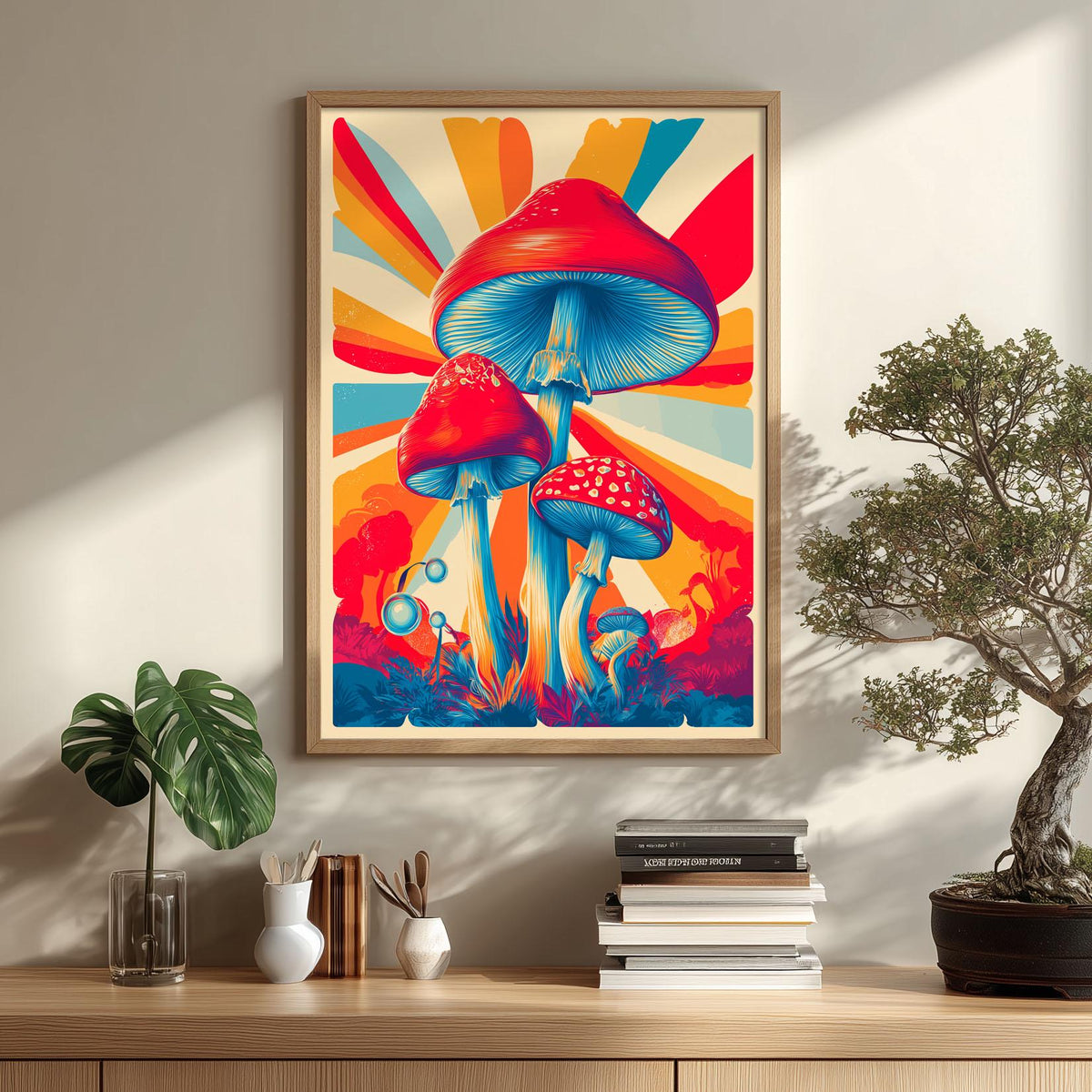 Mushroom Print – Psychedelic Retro Fungi Poster | Colourful Wall Art