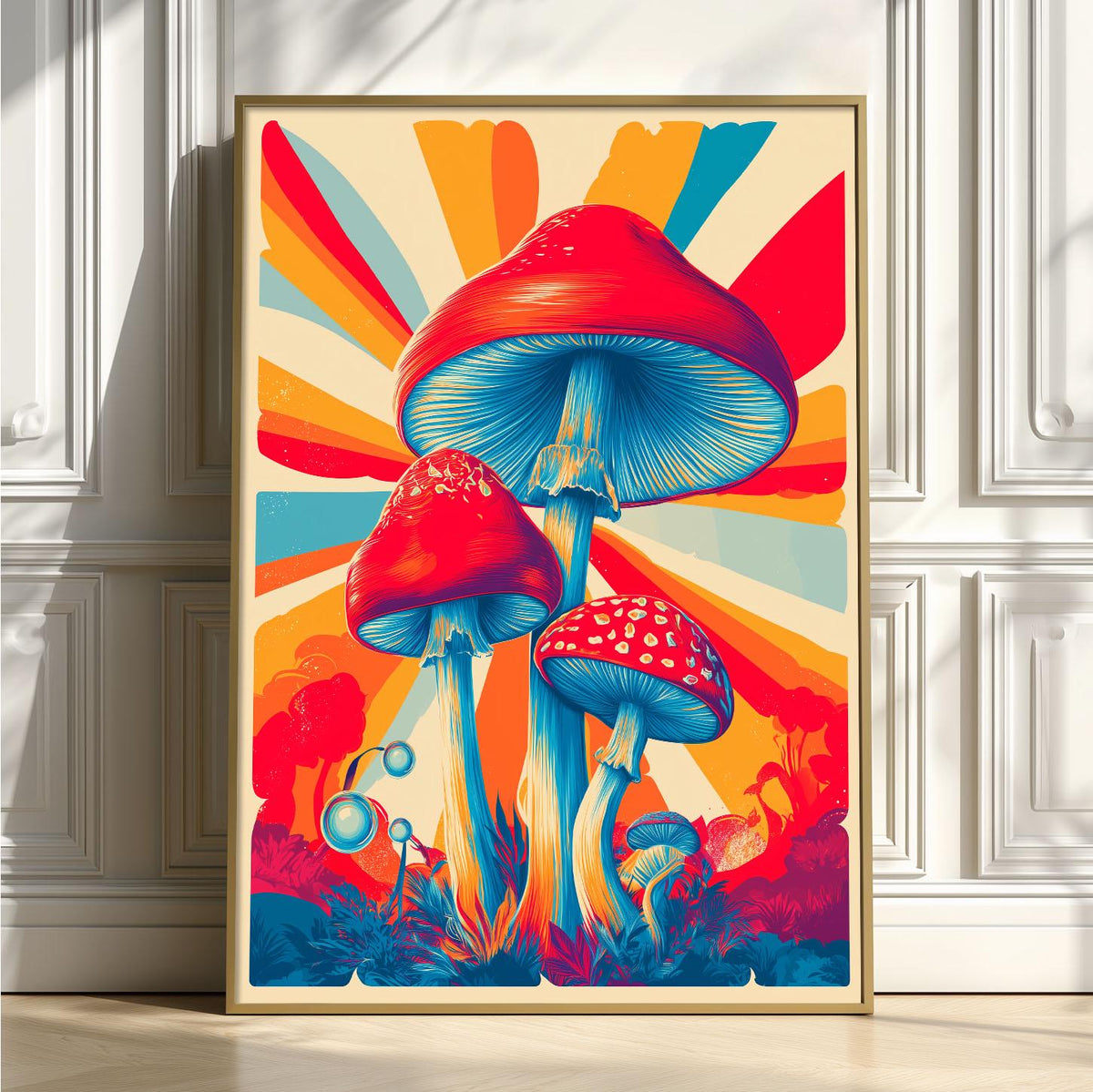 Mushroom Print – Psychedelic Retro Fungi Poster | Colourful Wall Art