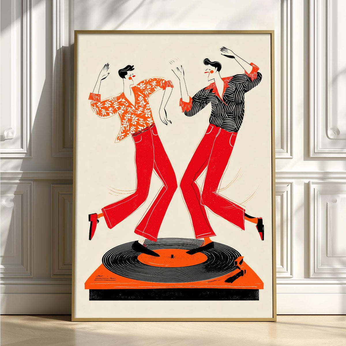 Retro Dance Poster | Vinyl Record Art Print, Music Wall Art | 70s Disco Decor