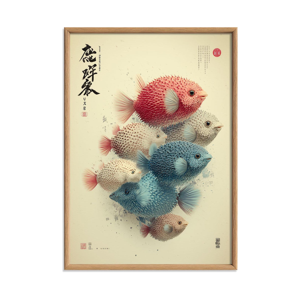 Pufferfish Wall Art | Japanese Style Marine Life Print