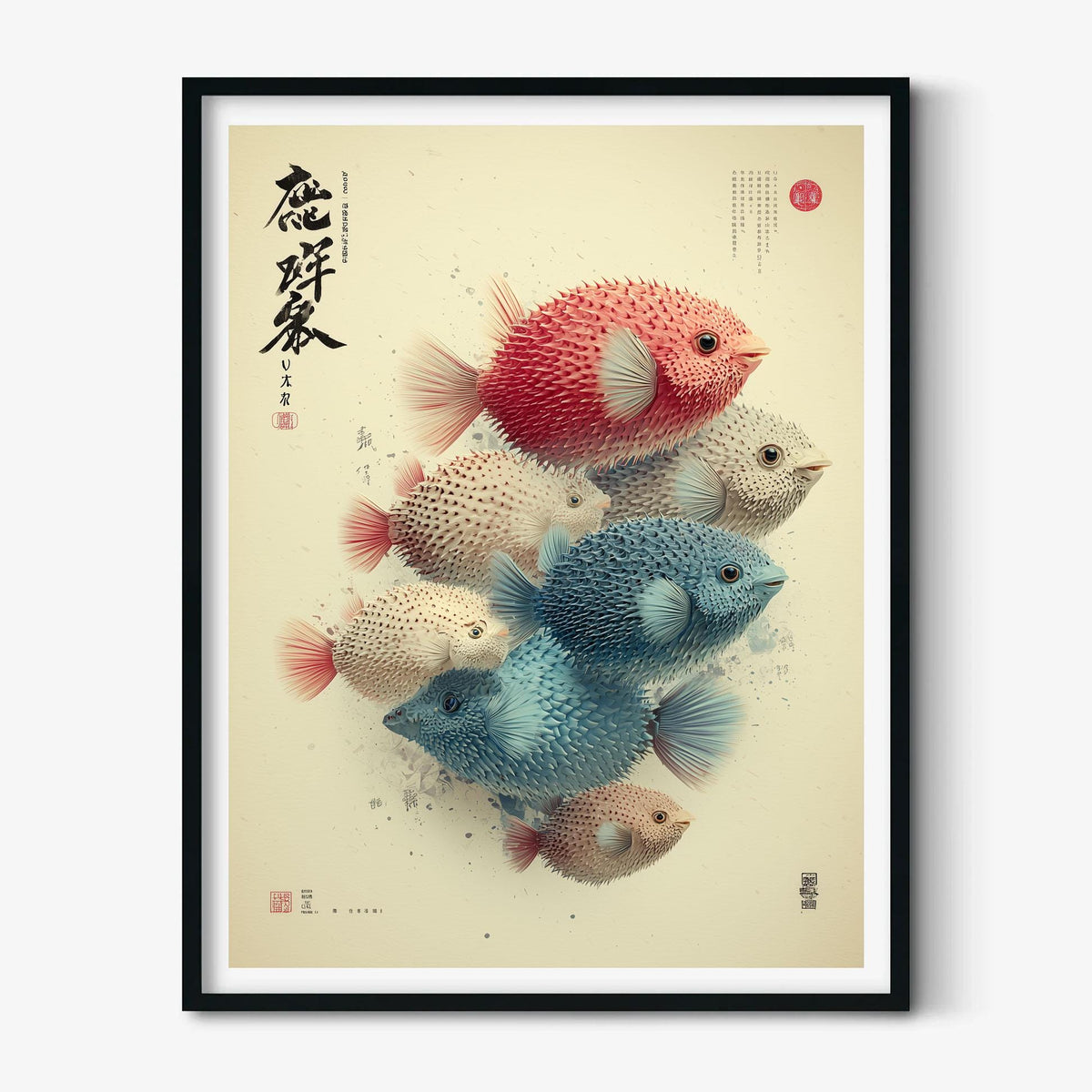 Pufferfish Wall Art | Japanese Style Marine Life Print
