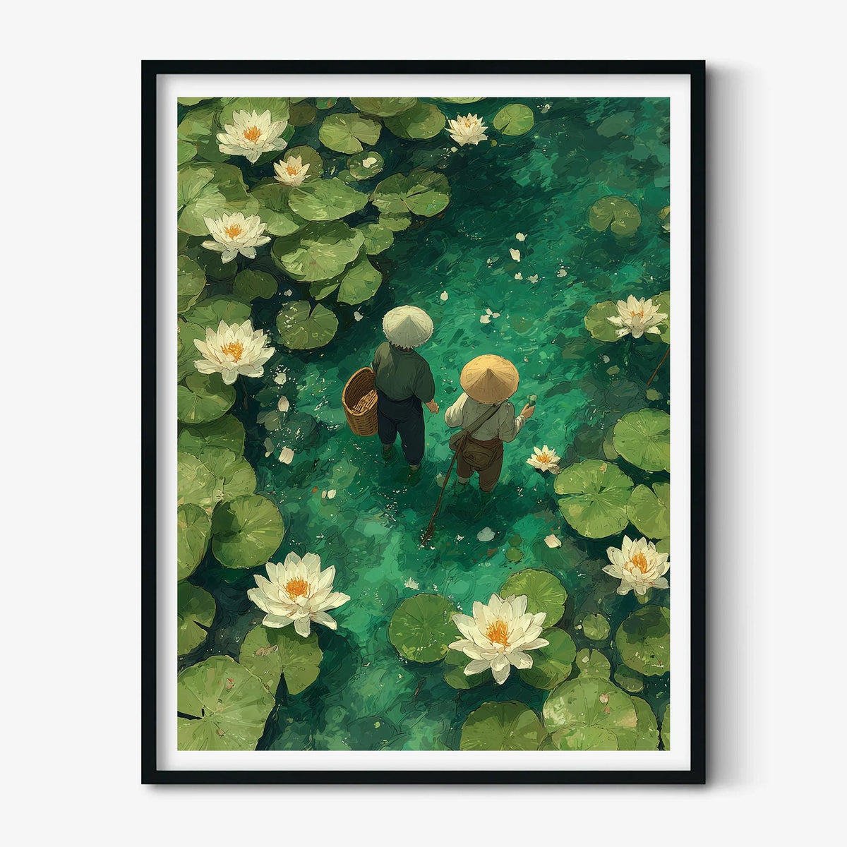 Water Lily Pond Art Print | Japanese Garden, Zen Nature Decor