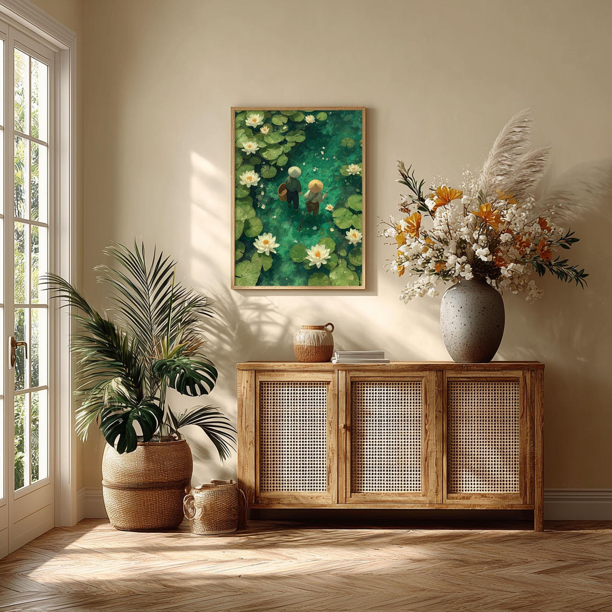 Water Lily Pond Art Print | Japanese Garden, Zen Nature Decor
