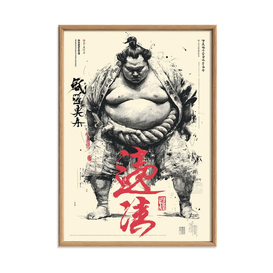 Sumo Wrestler Poster, Japanese Sports Wall Art, Bold Ink Art Print, Martial Arts Decor